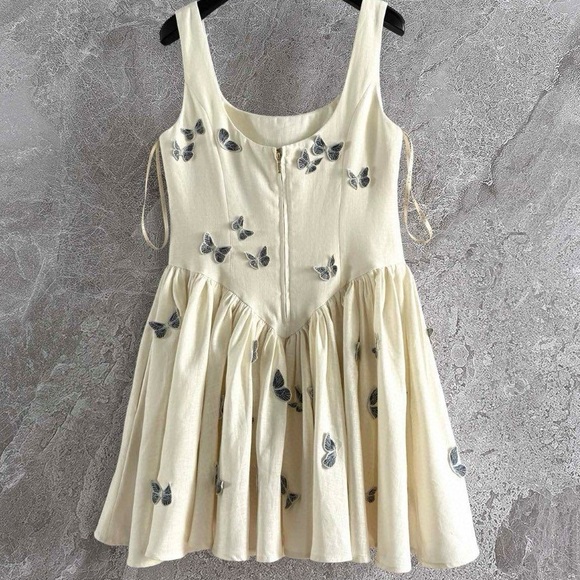 AGUA BY AGUA BENDITA Pluma Drop-Waist Butterfly Mini Dress, size small - Picture 10 of 16